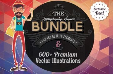 Typography Fonts: set 407 + 600 Illustrations & Bonus