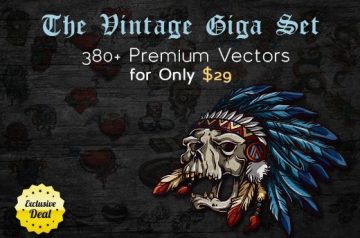 The Vintage Giga Set: 380+ Premium Vectors with an Extended License – Only $29