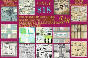 Superb Vintage PS Brushes, Background Papers & More