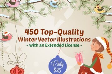 Premium illustrations:  Retro Christmas & New Year Vector Illustrations