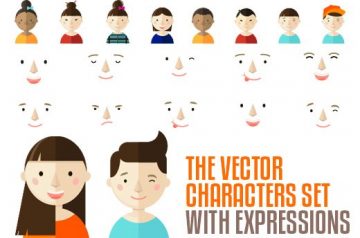 Vector Characters Set with Expressions - only $5