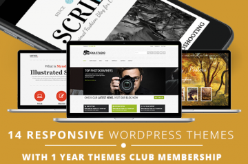 14 Responsive WordPress Themes with 1 Year Club Membership - Only $19