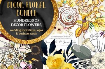 Stunning Watercolor elements: Decor Floral Bundle