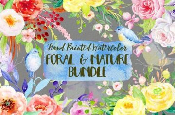 Hand Painted Watercolor Floral & Nature Bundle