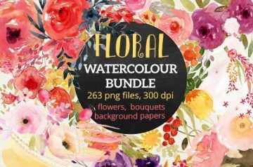 Floral Watercolor Bundle with an Extended License - Only $24