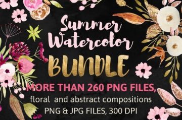 Summer Watercolor Bundle with 260+ Floral and Abstract Compositions