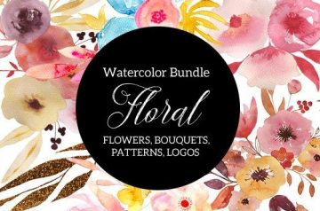 Floral Watercolor Bundle with 200 Artistic Resources - Only $40