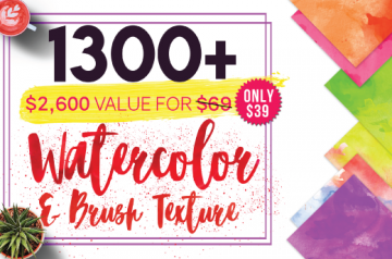 1300+ Watercolor & Brush Textures - Only $39
