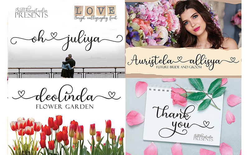 Some beautiful fonts of the love fonts bundle